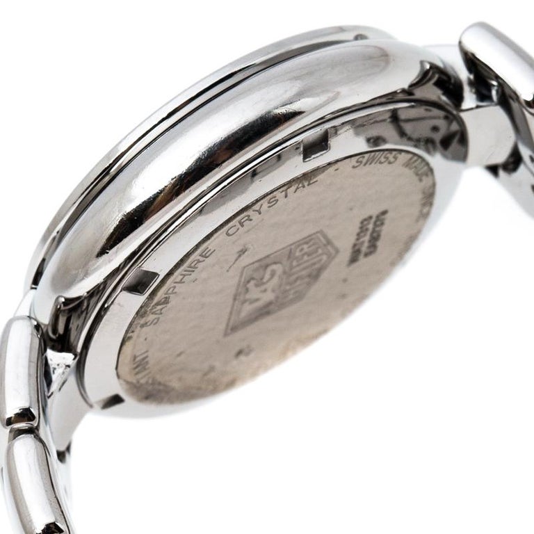 Tag Heuer Pink Stainless Steel Diamonds Link WAT1313 Women's Wristwatch 34.50 mm For Sale 2