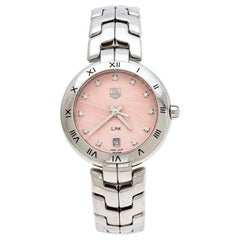 Tag Heuer Pink Stainless Steel Diamonds Link WAT1313 Women's Wristwatch 34.50 mm