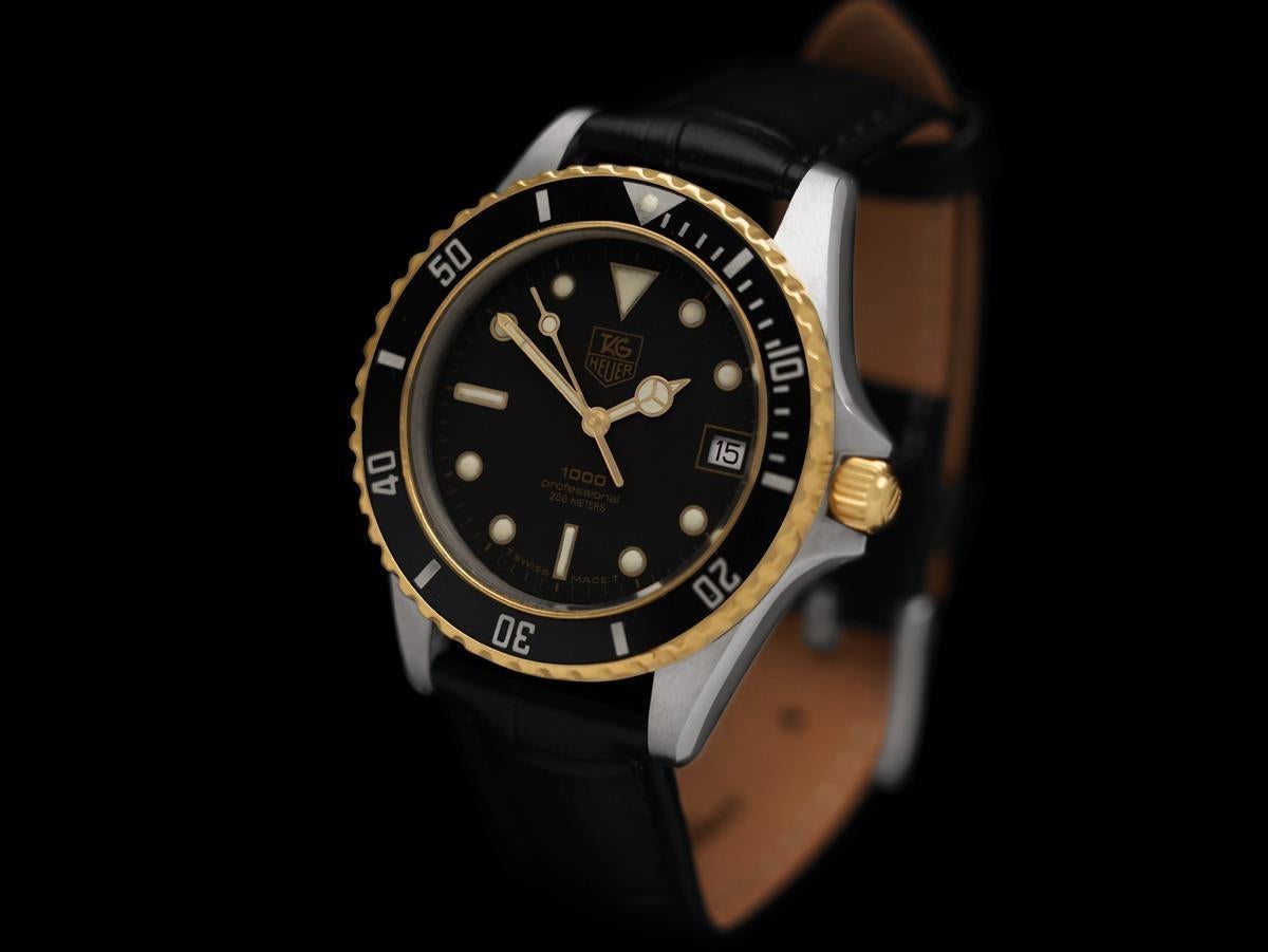 TAG Heuer PROFESSIONAL 1000 Homme SS & Gold 18K Submariner Diver - Mint Excellent état - En vente à Suwanee, GA