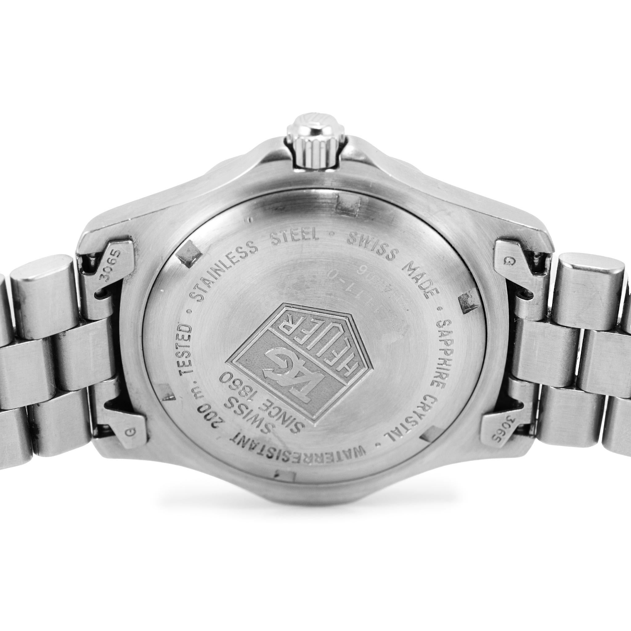 Tag Heuer Professional 2000 38MM WK1111 White Dial Stainless Steel Quartz Watch In Excellent Condition For Sale In Houston, TX