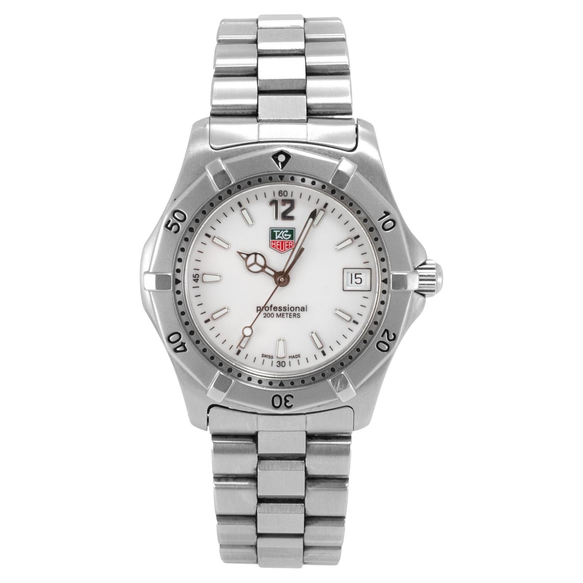 Tag Heuer Professional 2000 38MM WK1111 White Dial Stainless Steel Quartz Watch For Sale