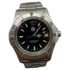 Used Tag Heuer Professional 200m 38mm Midnight Black Dial Quartz Mens' Watch, Papers.