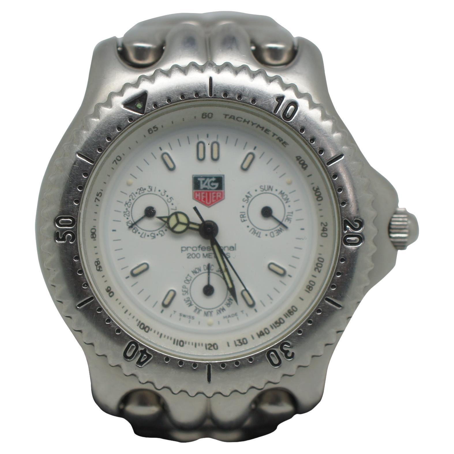 Tag Heuer Professional Link Chronograph Herren Edelstahl Divers Armbanduhr mit Gliedern