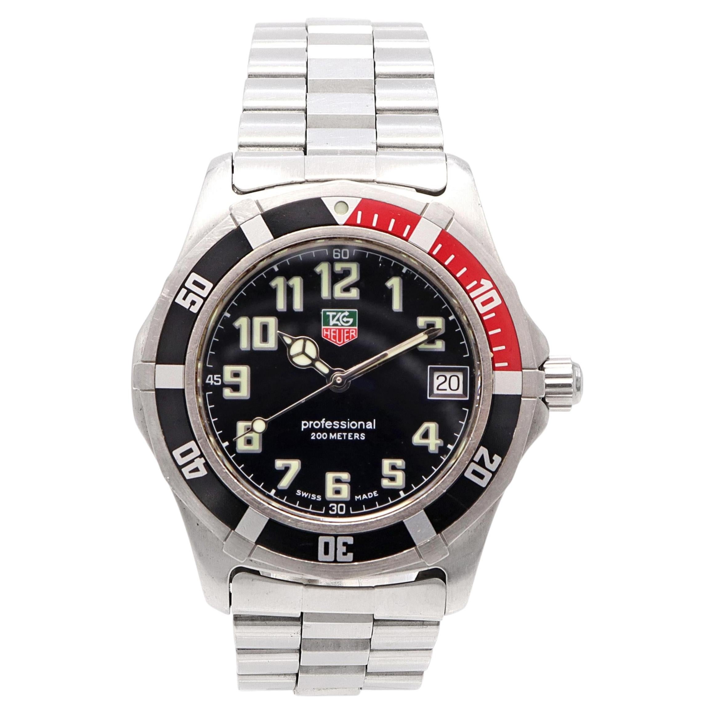 TAG Heuer Professional Herrenuhr aus Edelstahl mit Datumsanzeige und Quarzwerk, Ref. WM1112