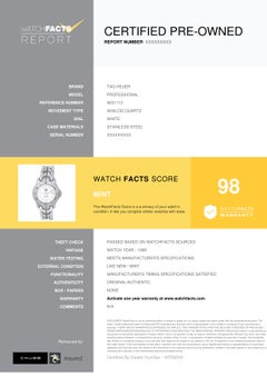 TAG Heuer Professional WG1112, White Dial, Certified and Warranty