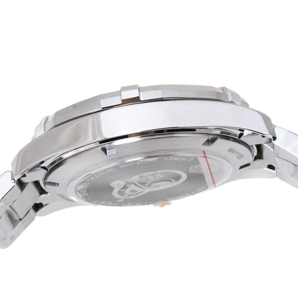 TAG Heuer Silver Opaline Two-Tone Aquaracer Men's Wristwatch 40.50 mm In Excellent Condition In Dubai, Al Qouz 2