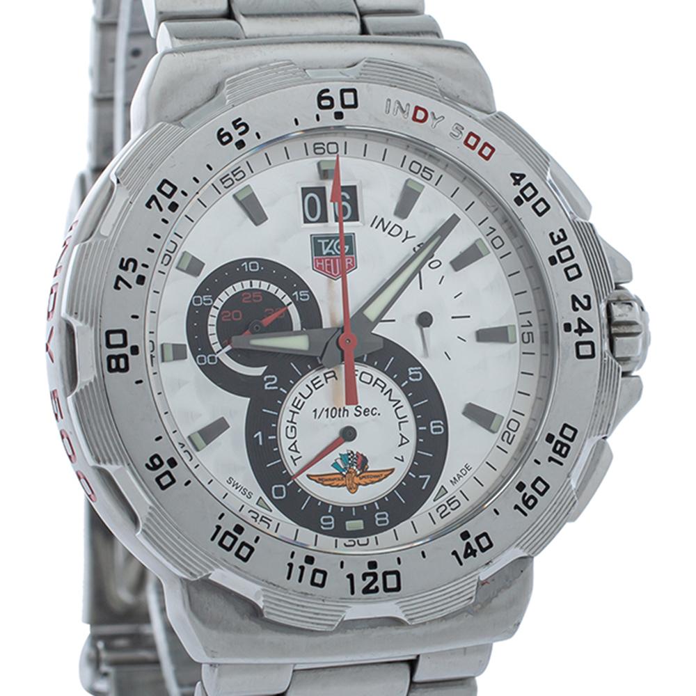Uncut Tag Heuer Silver Steel Formula Chronograph Quartz Men's Wristwatch 44MM