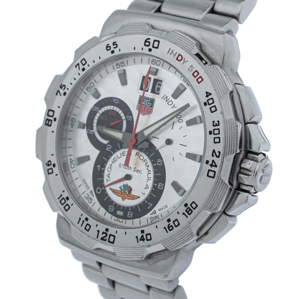 Tag Heuer Silver Steel Formula Chronograph Quartz Men's Wristwatch 44MM In Good Condition In Dubai, Al Qouz 2