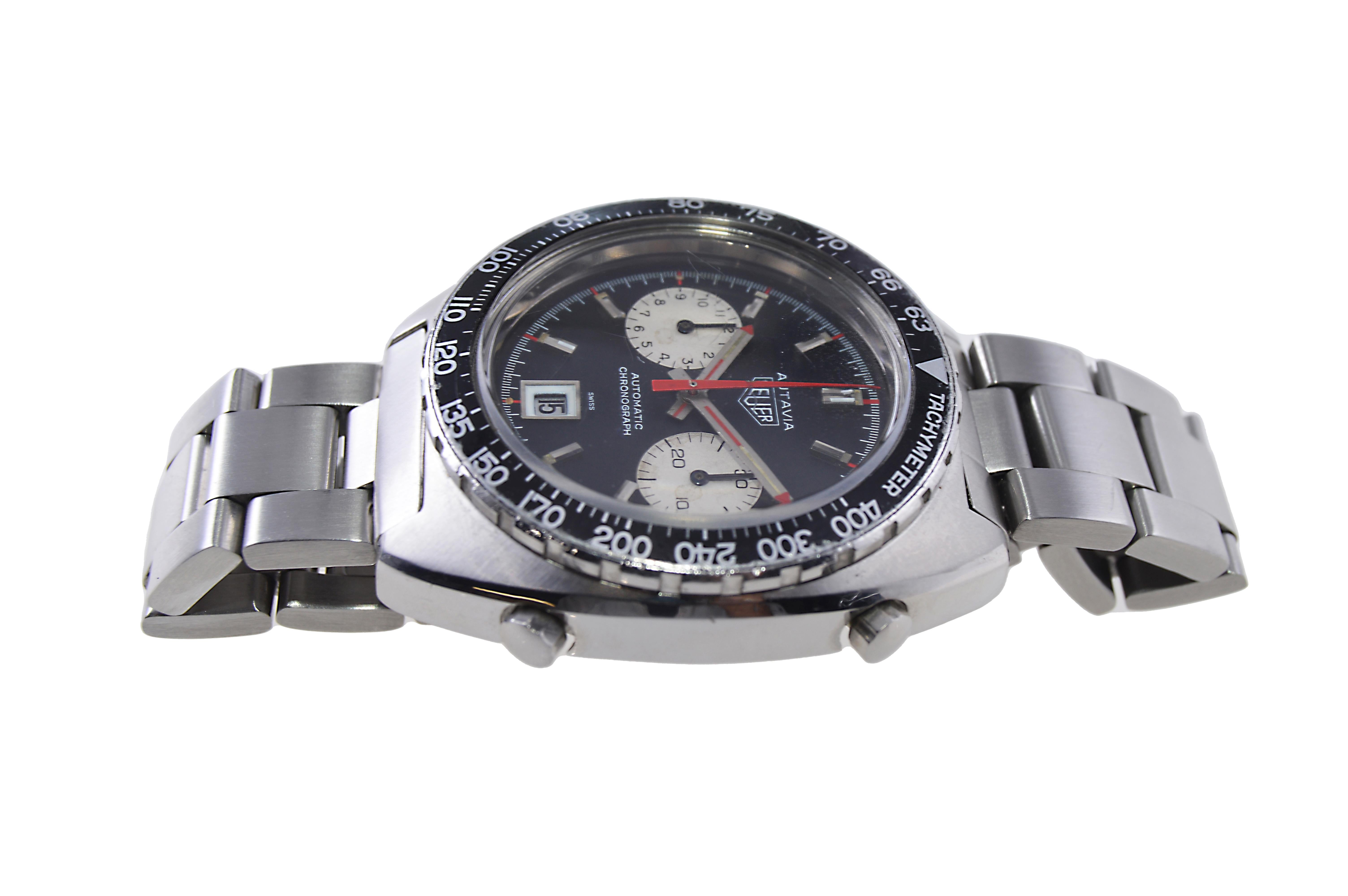 Tag Heuer Stainless Steel Autavia Chronograph Manual Watch For Sale 3