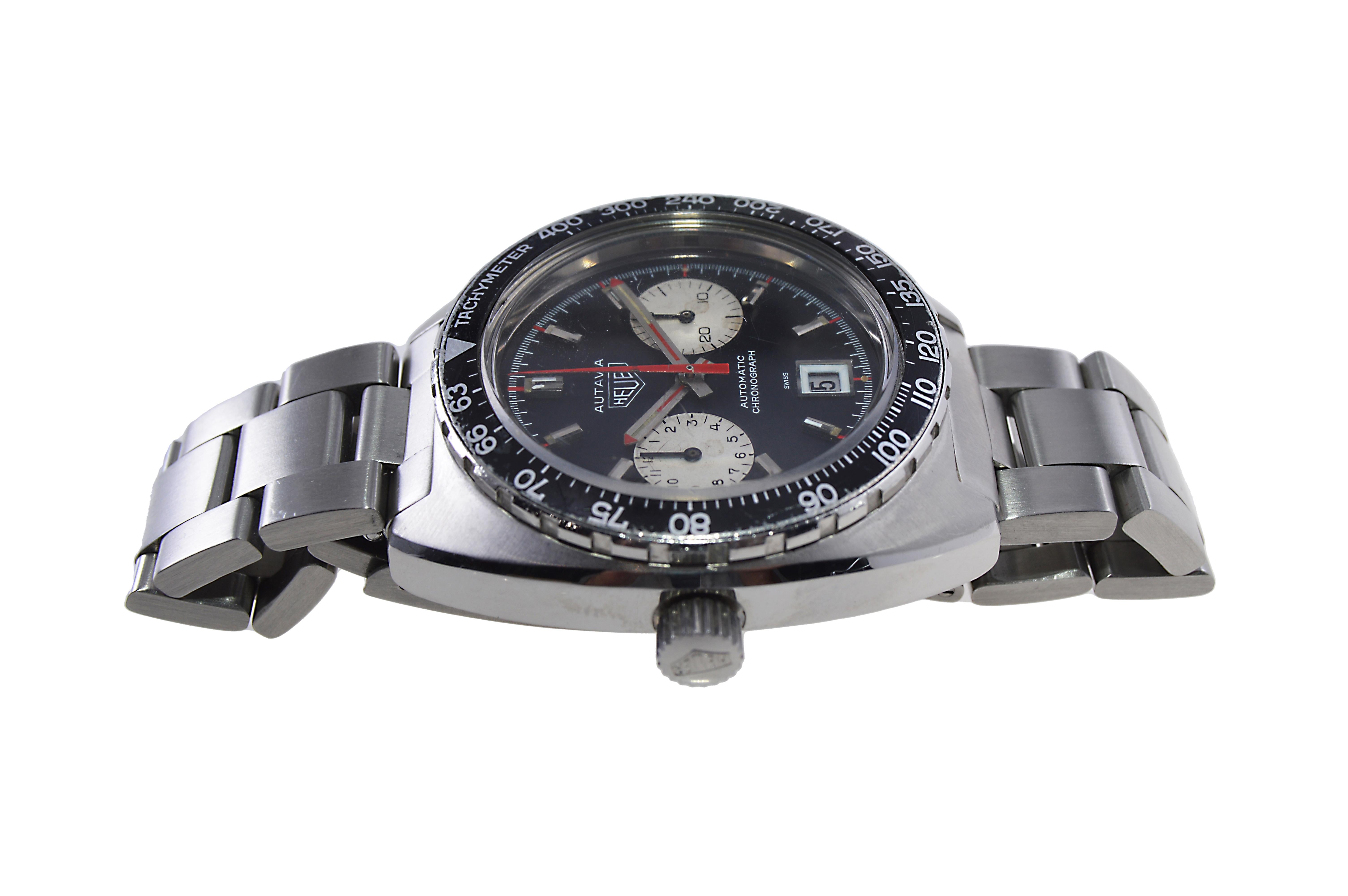 Tag Heuer Stainless Steel Autavia Chronograph Manual Watch For Sale 4