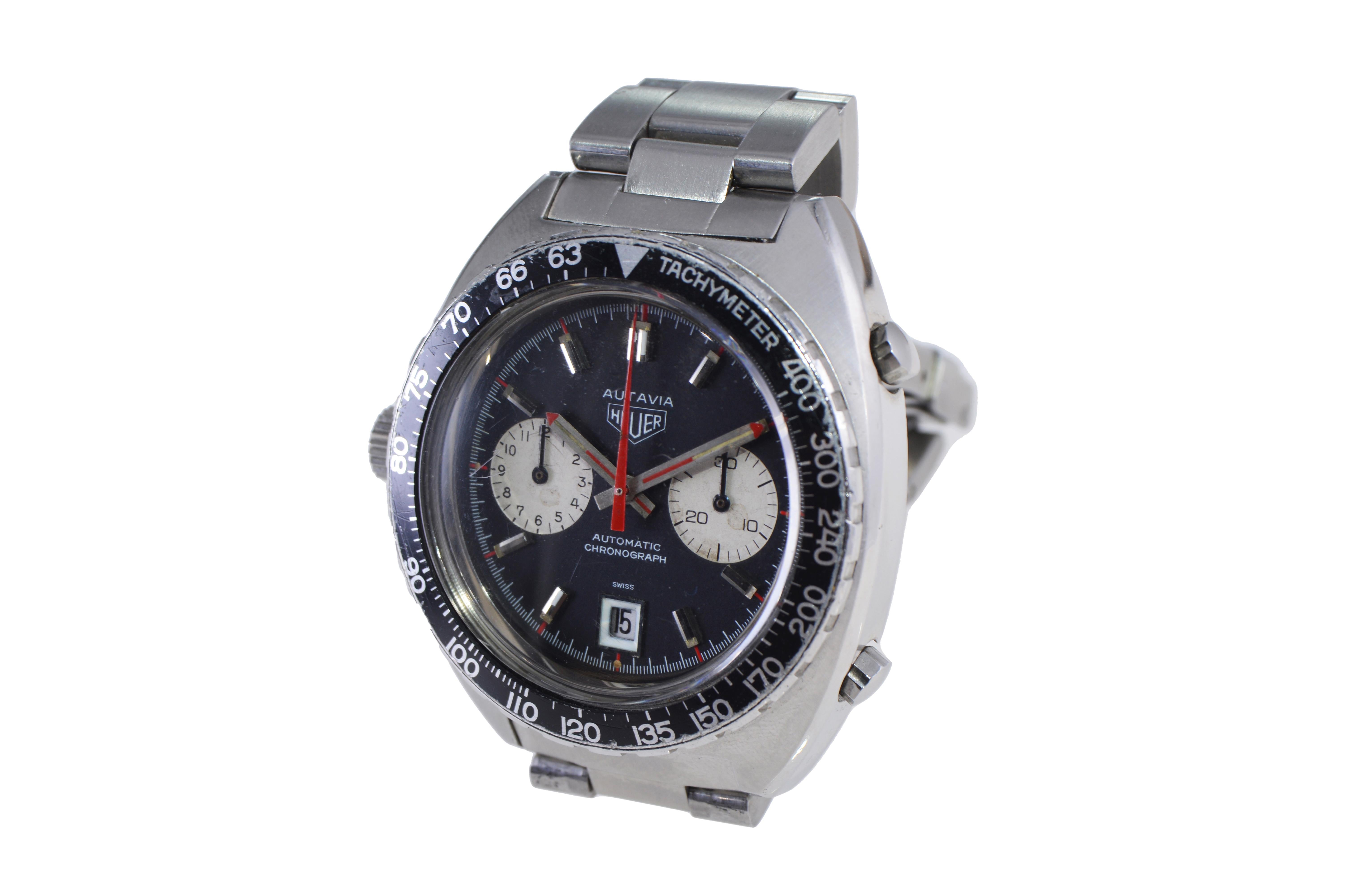 Tag Heuer Stainless Steel Autavia Chronograph Manual Watch For Sale 1