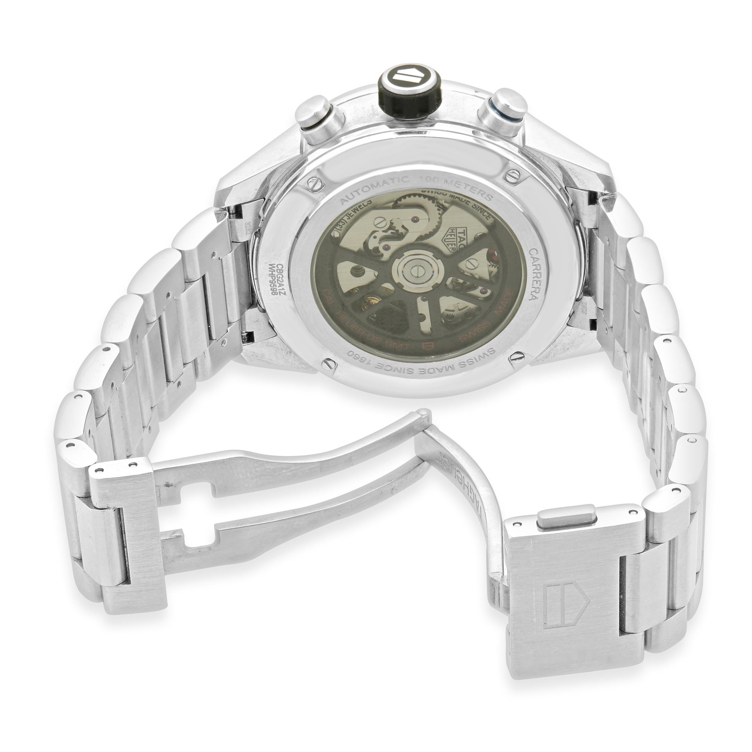 Tag Heuer Cronógrafo Carrera GMT de acero inoxidable en Excelente estado para la venta en Scottsdale, AZ