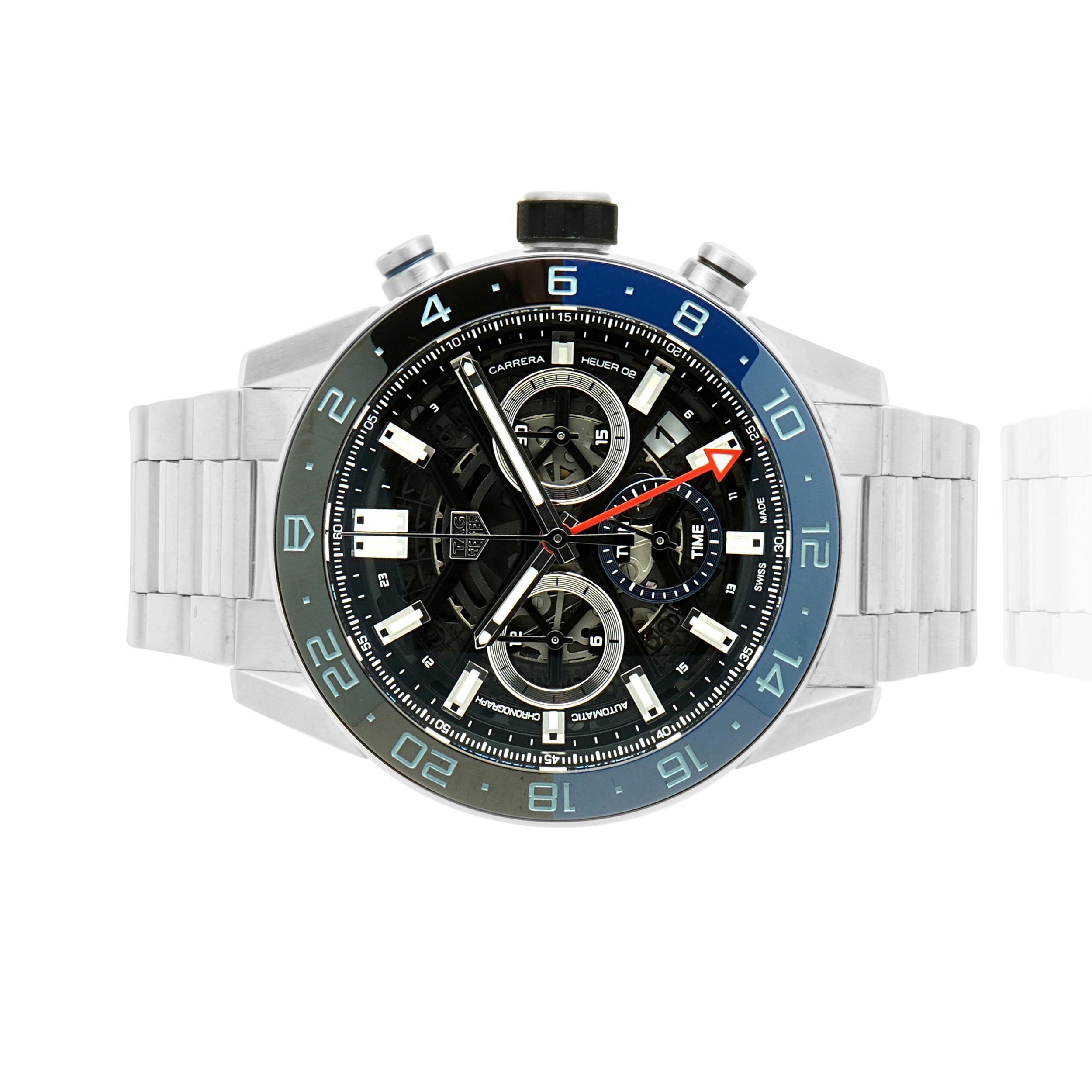De los hombres Tag Heuer Cronógrafo Carrera GMT de acero inoxidable en venta