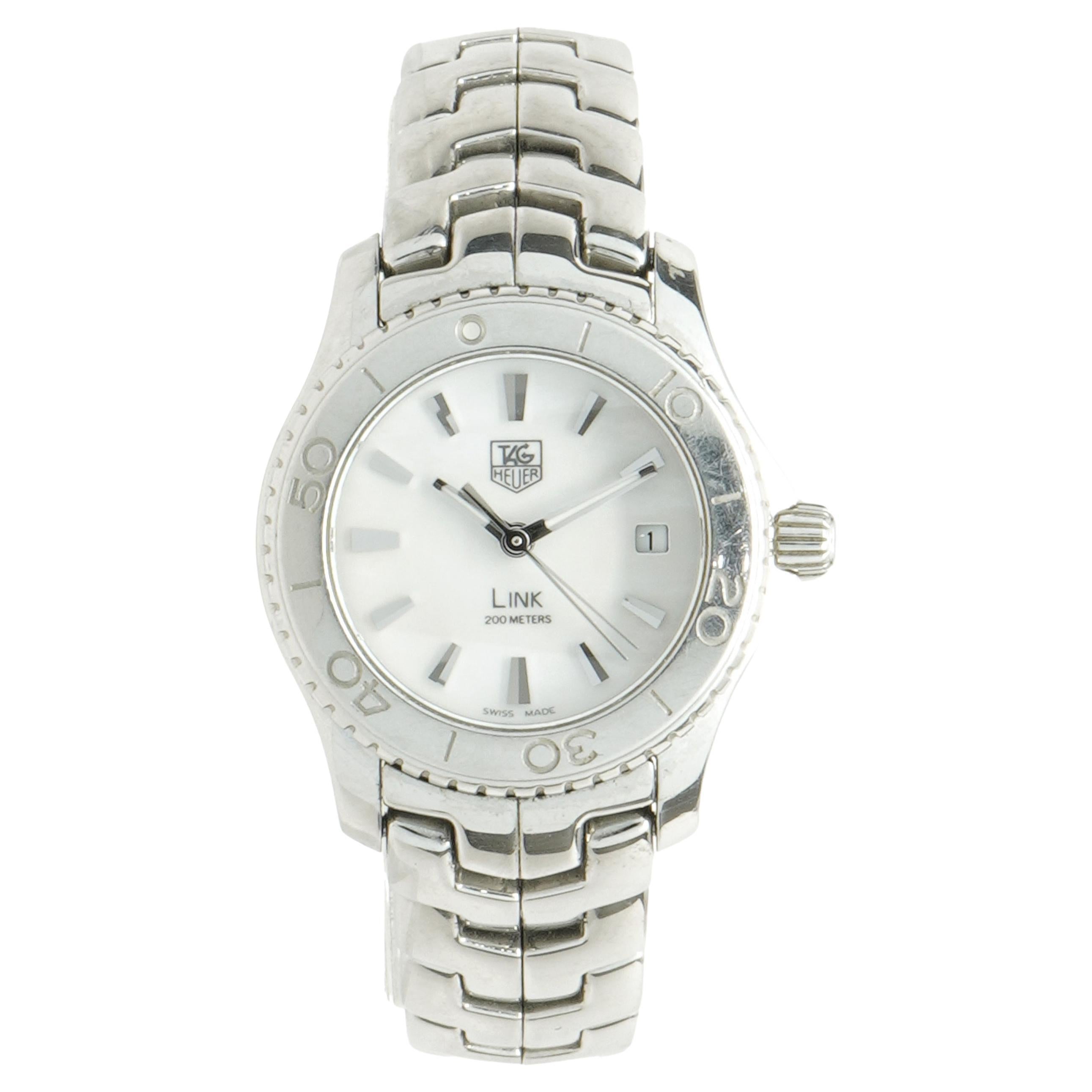 Tag Heuer Stainless Steel Mother of Pearl Link For Sale