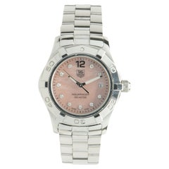 Tag Heuer Stainless Steel Pink Mother of Pearl Diamond Auqaracer 27