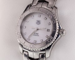 Tag Heuer Stainless Steel Women's Quartz Link Watch w/ MOP Diamond Dial WJ1319