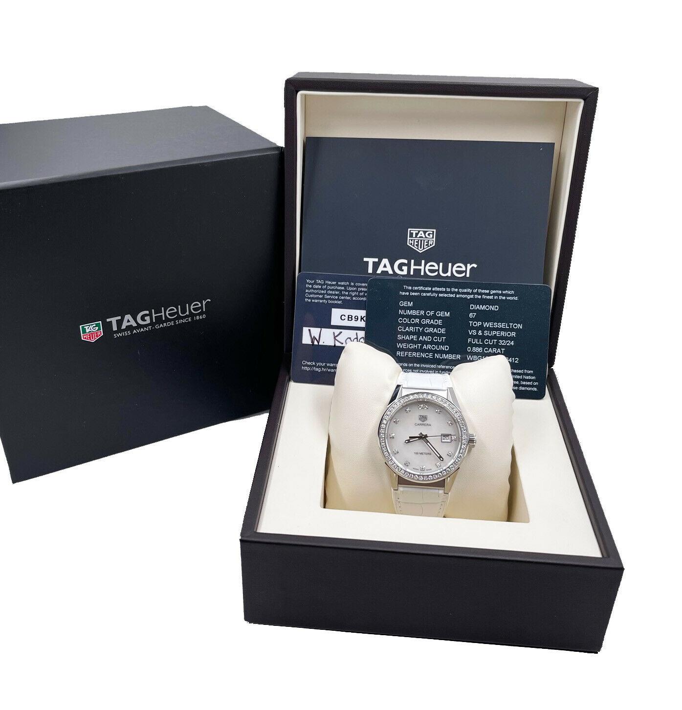 De las mujeres Tag Heuer Carrera WBG1315.FC6412 36mm MOP Esfera Diamante Caja Papeles en venta