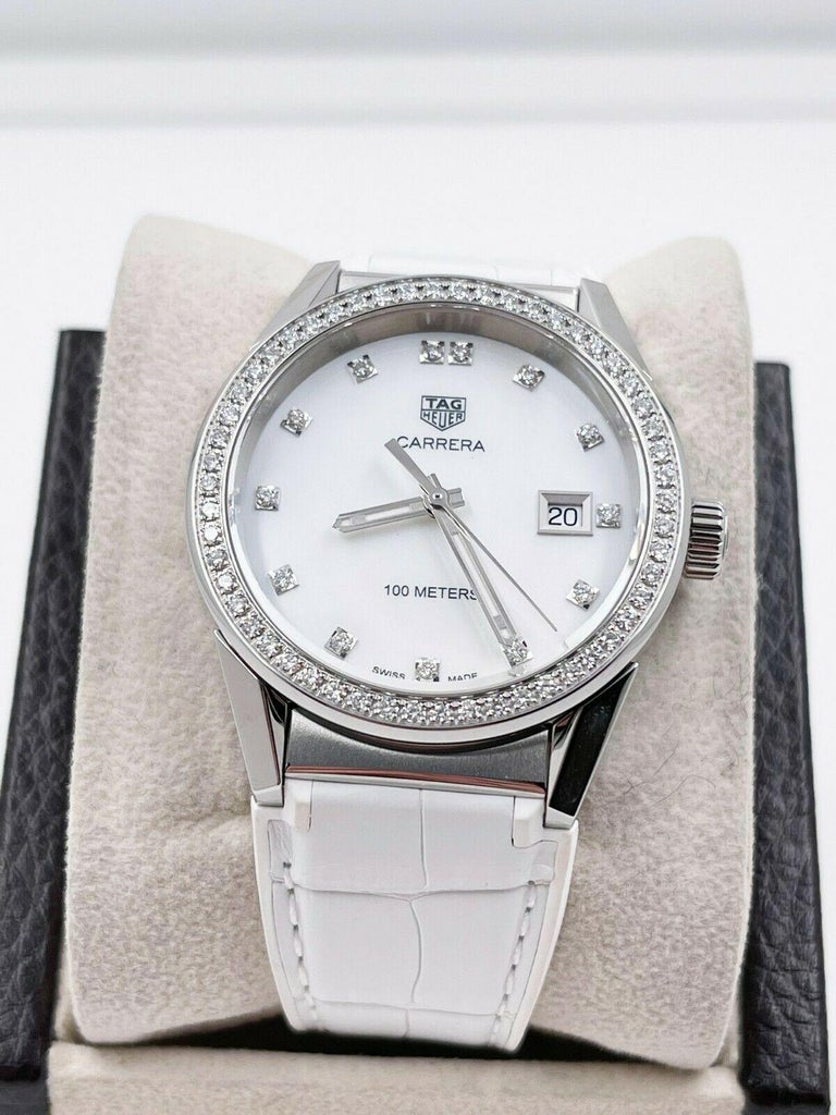 TAG Heuer WBG1315.FC6412 Ladies Carrera MOP Diamonds Box Papers For Sale 3