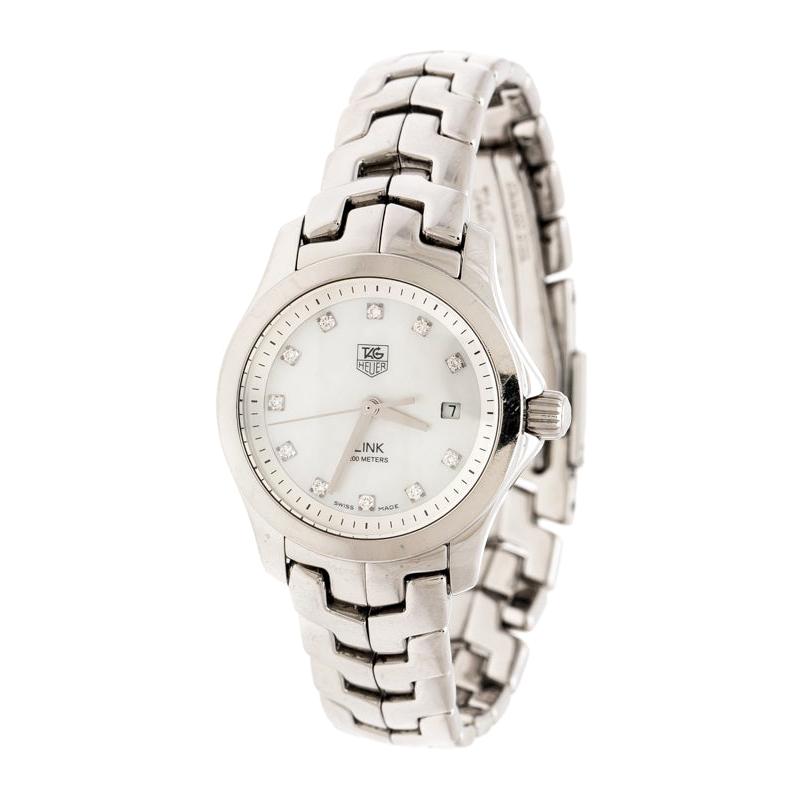 Tag Heuer White Mother of Pearl  Link WAF1317 Women's Wristwatch 26 mm