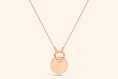 Tag Necklace, Rose Gold and Silver, Red Spinel