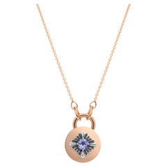 Tag Necklace, Rose Gold and Silver, Tanzanite