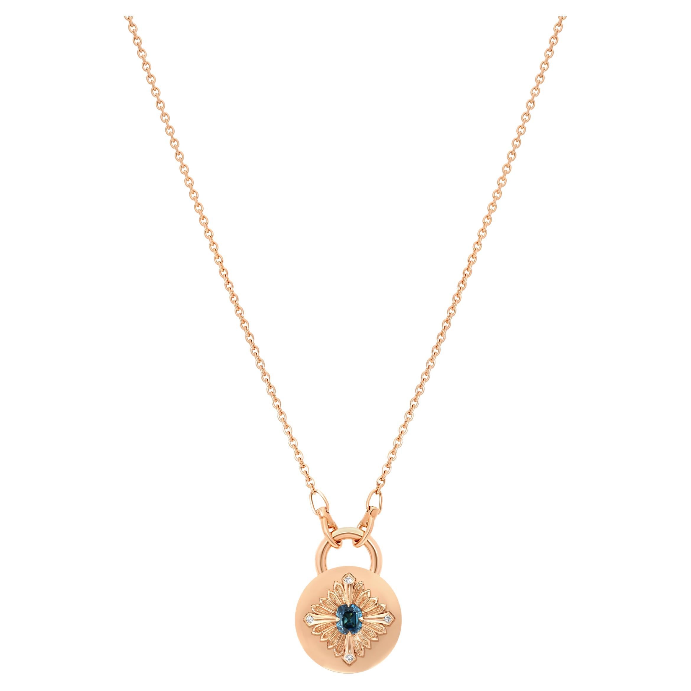 Tag Necklace, Rose Gold, Indigolite Tourmaline