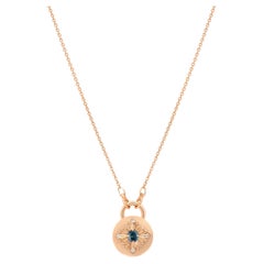 Tag Necklace, Rose Gold, Indigolite Tourmaline