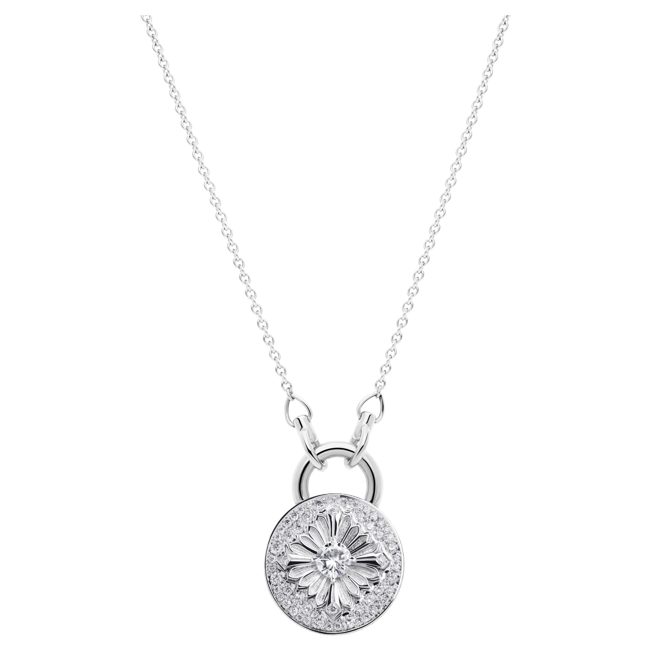 Tag Necklace, White Gold, Diamond and Diamond Paved