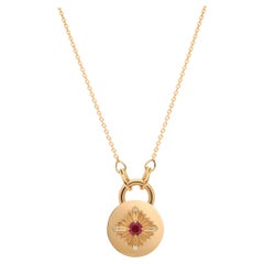 Tag Necklace, Yellow Gold, Ruby