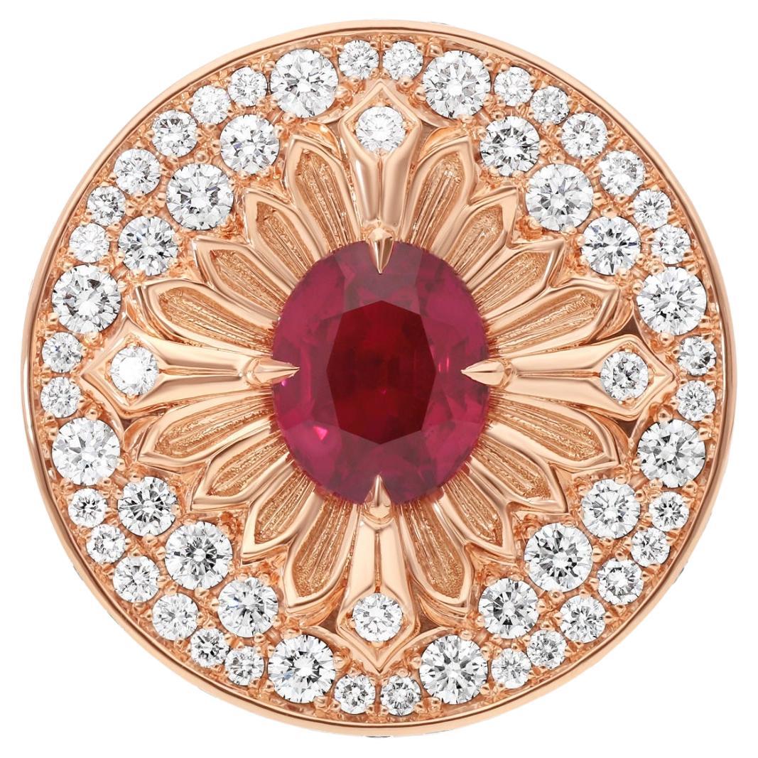 For Sale:  Tag Ring, Rose Gold, Diamond Paved and Ruby 2
