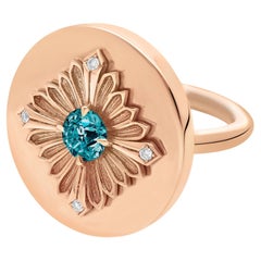 Anello Tag, Oro rosa, Indigolite tormalina