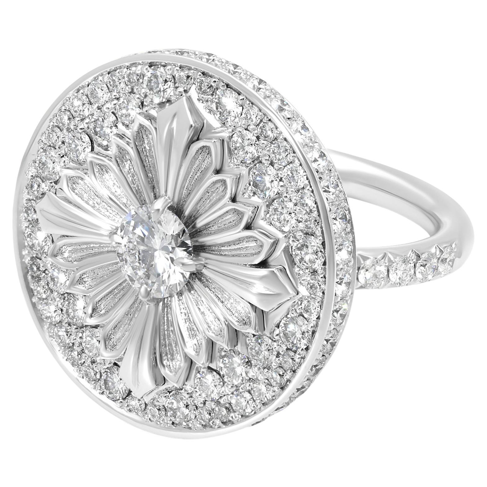 Tag Ring, White Gold, Diamond and Diamond Paved