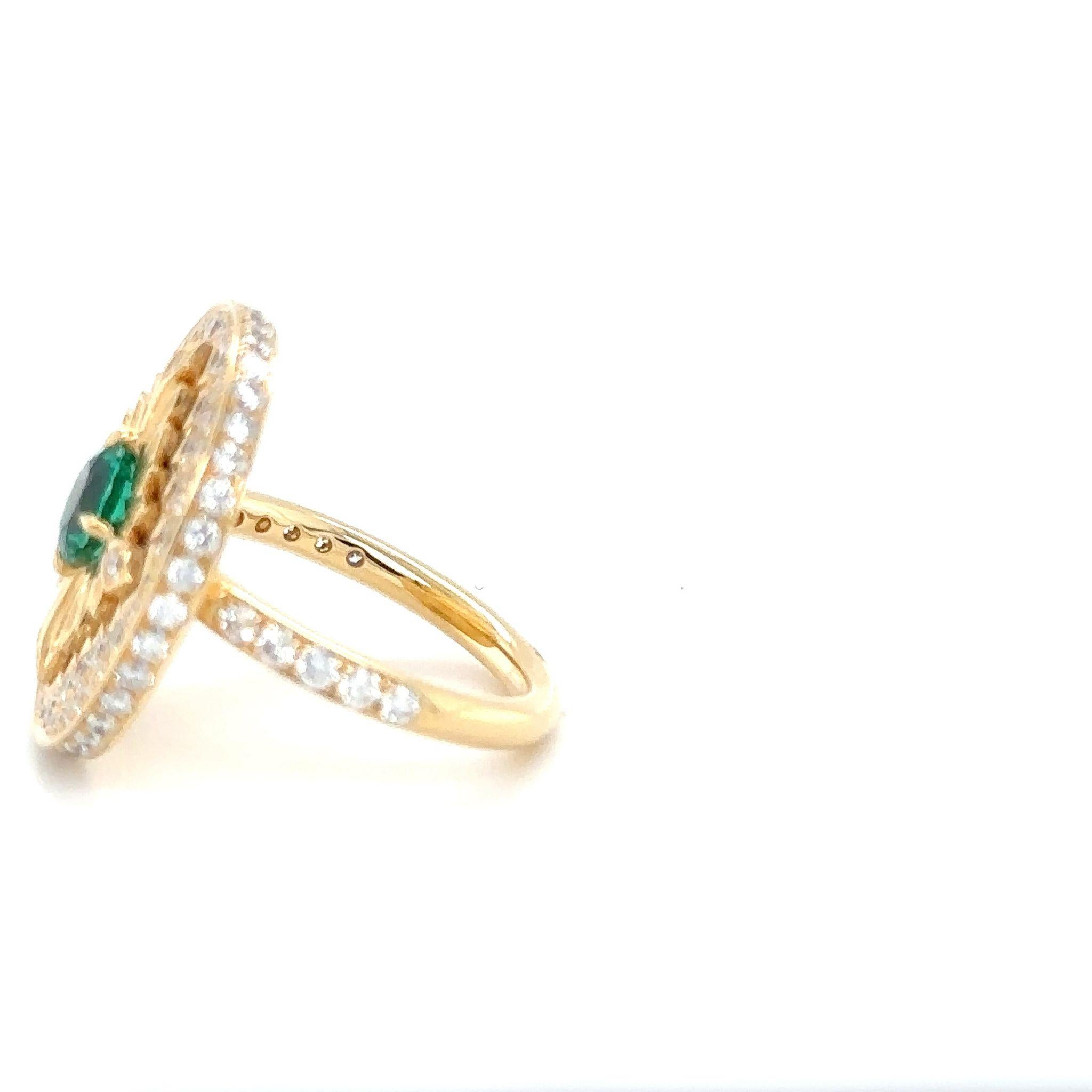 For Sale:  Tag Ring, Yellow Gold, Diamond Paved and Emerald 3