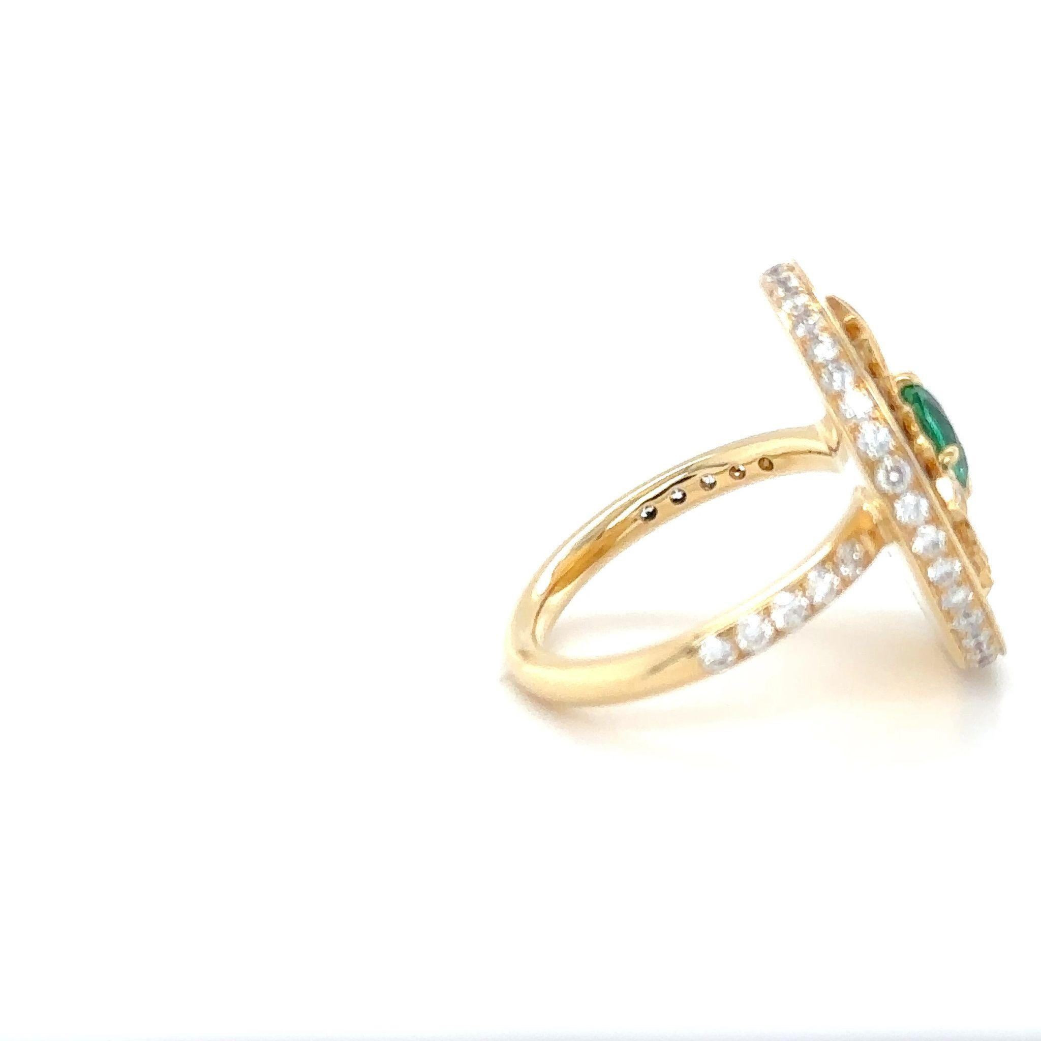 For Sale:  Tag Ring, Yellow Gold, Diamond Paved and Emerald 5