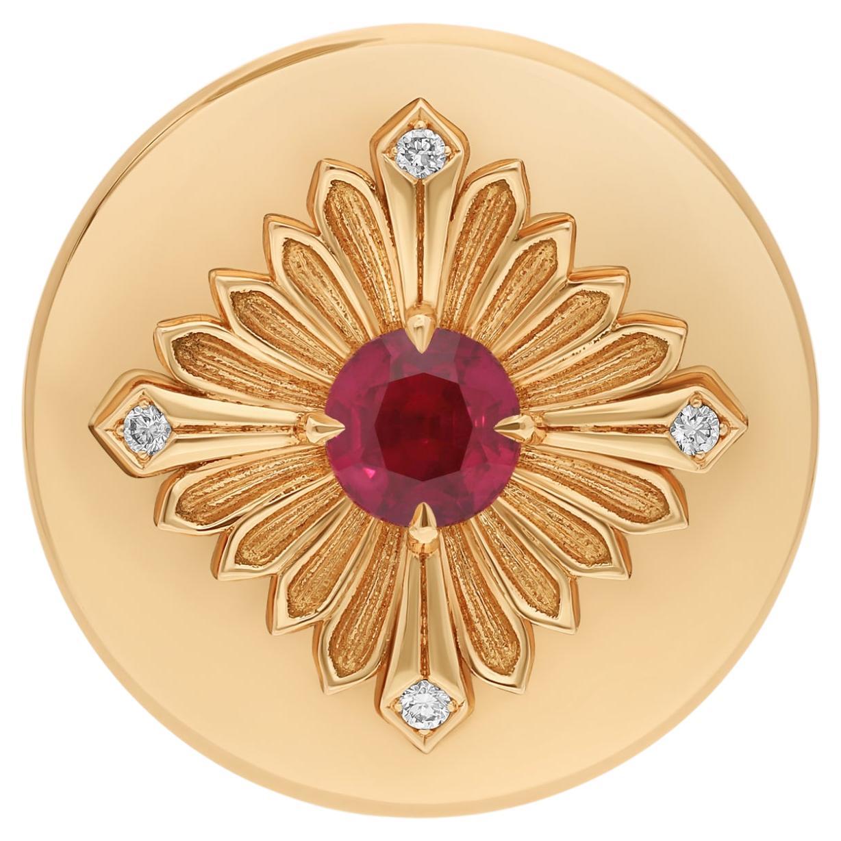 For Sale:  Tag Ring, Yellow Gold, Ruby 2