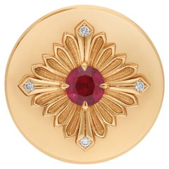 Tag Ring, Yellow Gold, Ruby