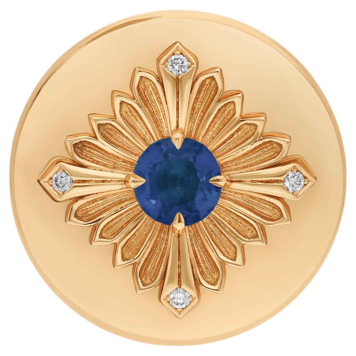 En vente :  Bague étiquette, or jaune, saphir 2