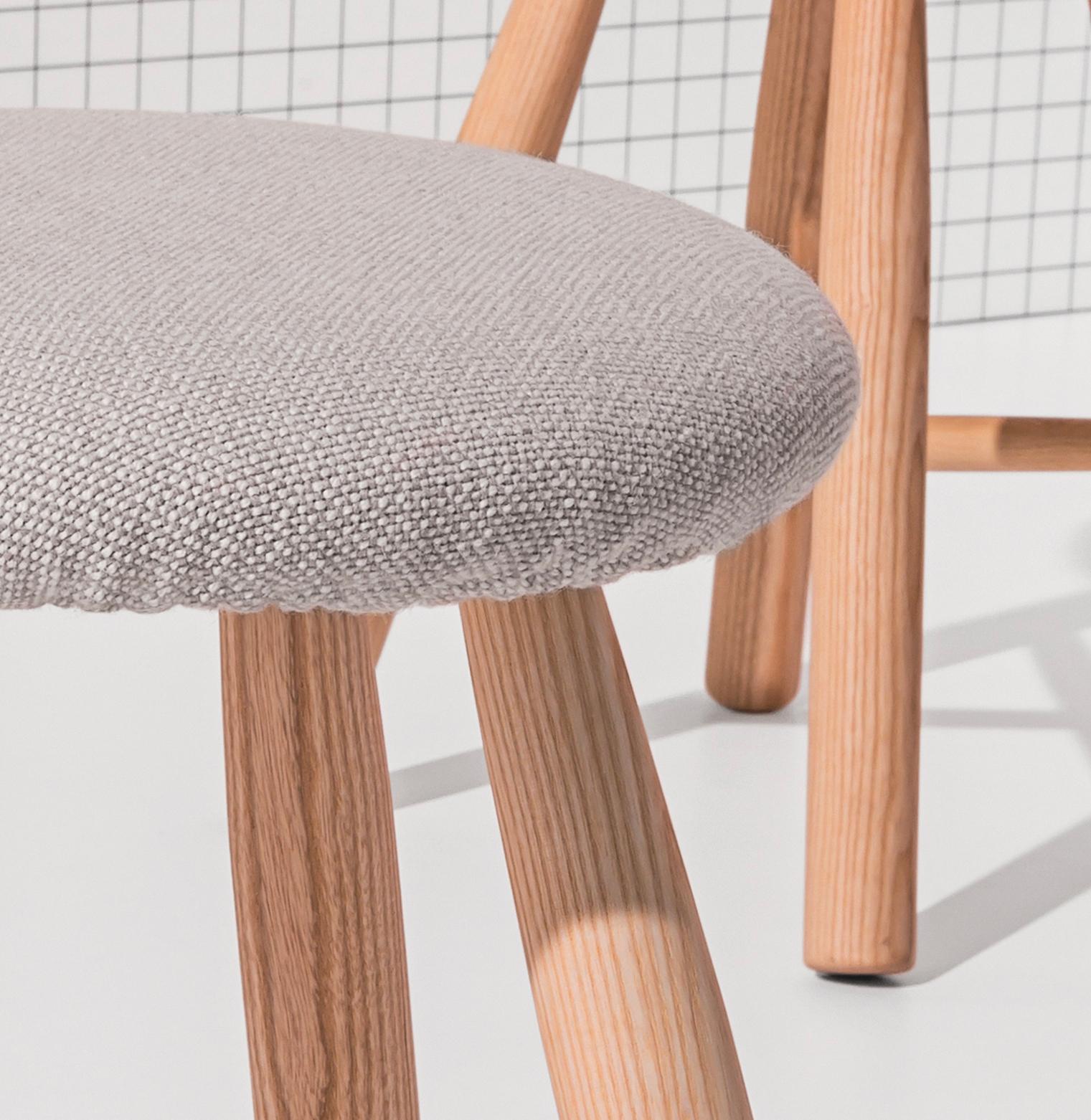 Contemporary TAG Stool Large, Solid Ash Structure & Kvadrat Upholstered Seat, Ichiro Iwasaki For Sale