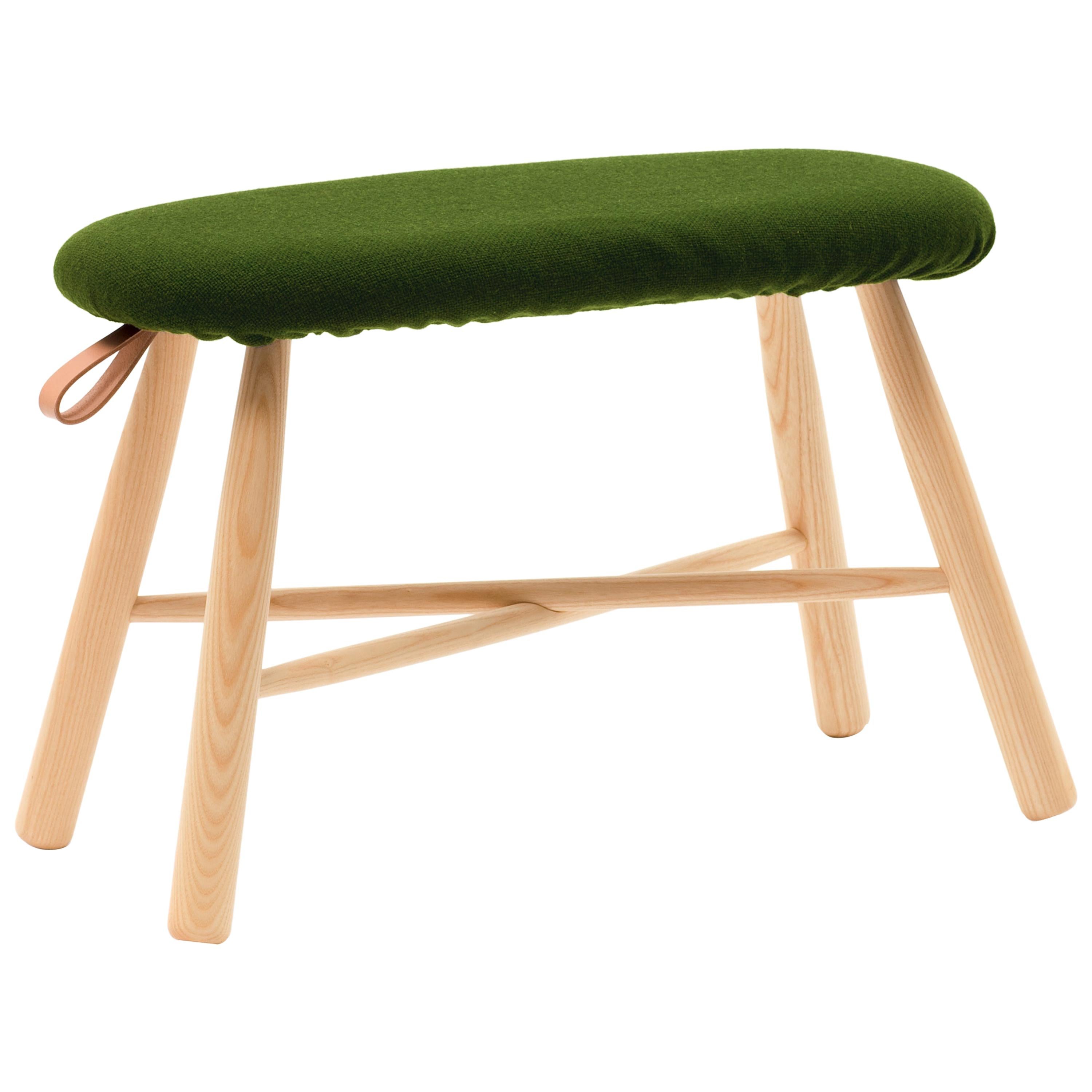 TAG Stool Large, Solid Ash Structure & Kvadrat Upholstered Seat, Ichiro Iwasaki For Sale