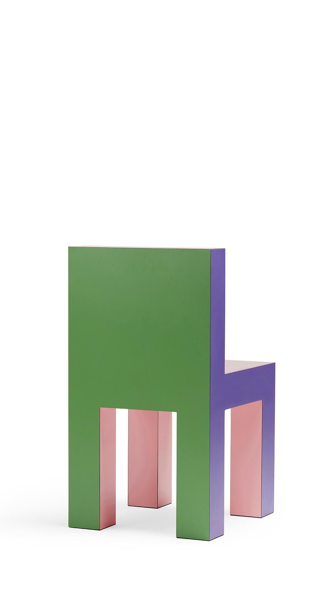 XXIe siècle et contemporain Chaise 'Tagada' de Stamuli, verte, violette, rose en vente