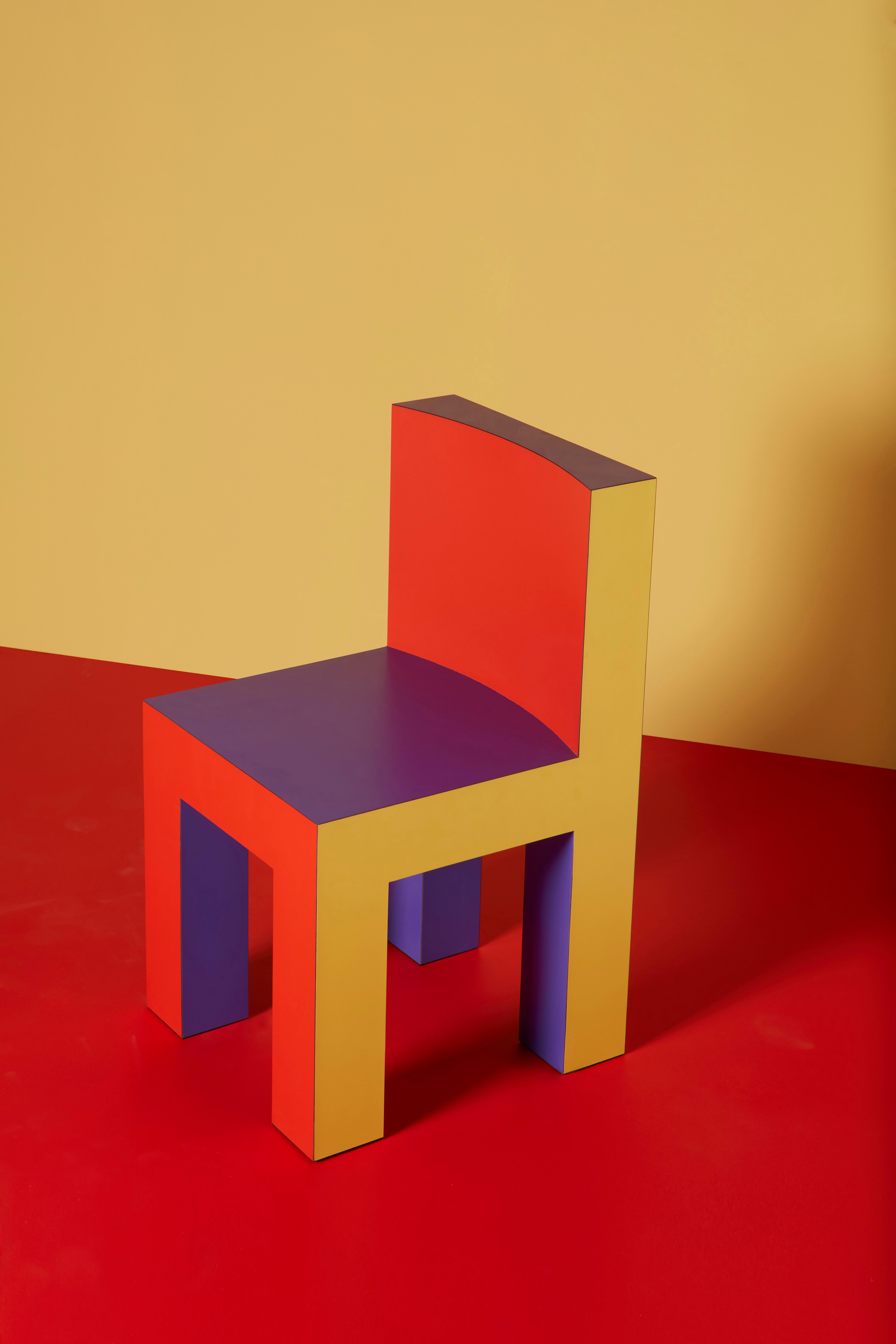 Laminate Tagada´ Chair by Stamuli, Violet, Yellow, Red For Sale