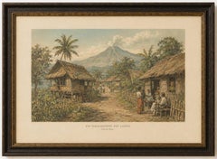 Villaggio Tagalog a Luzon - Stampa antica di paesaggio coloniale filippino, 1883 ca.