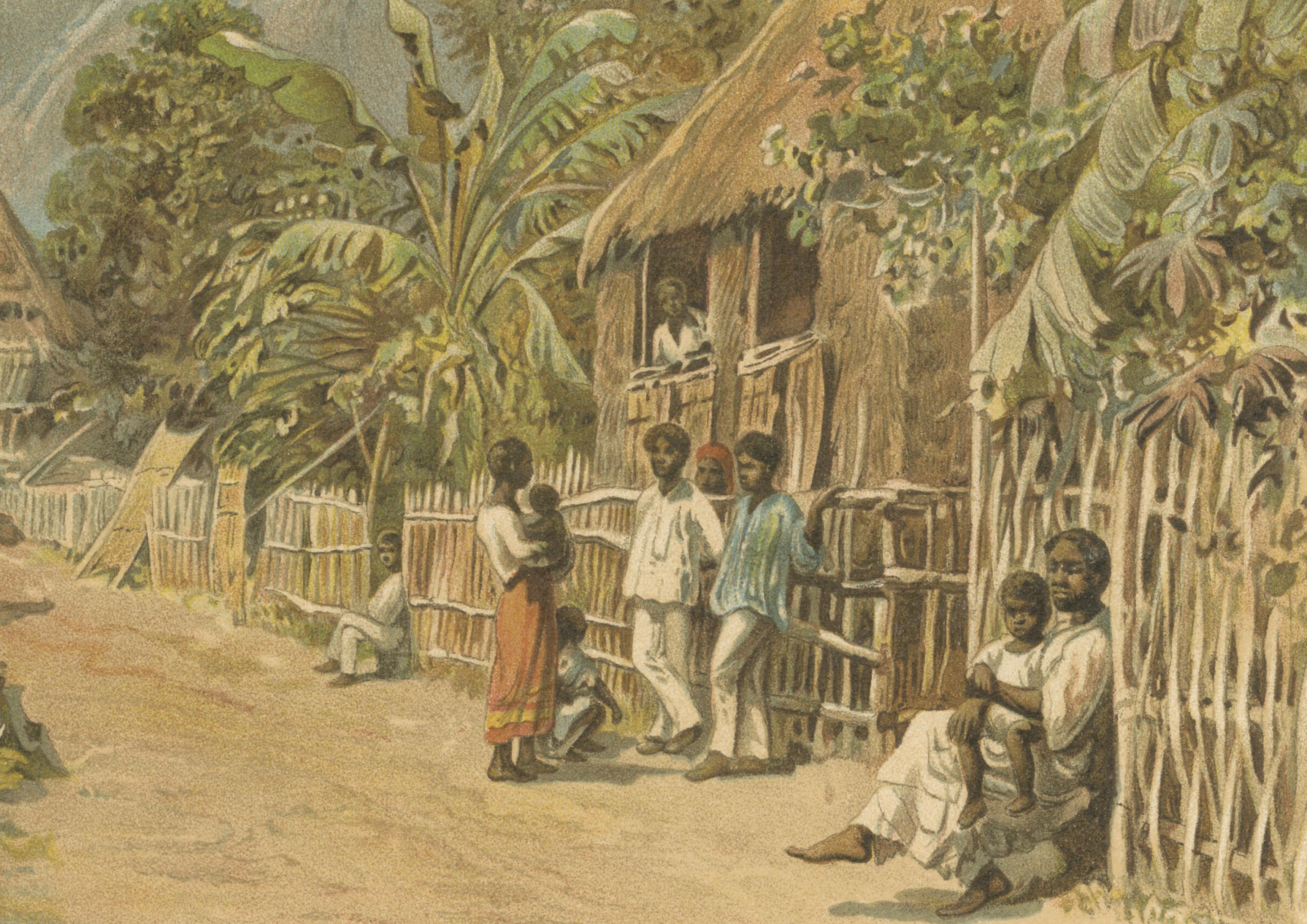 Tagalog Village on Luzon – Antique Philippine Colonial Landscape Print, c.1883