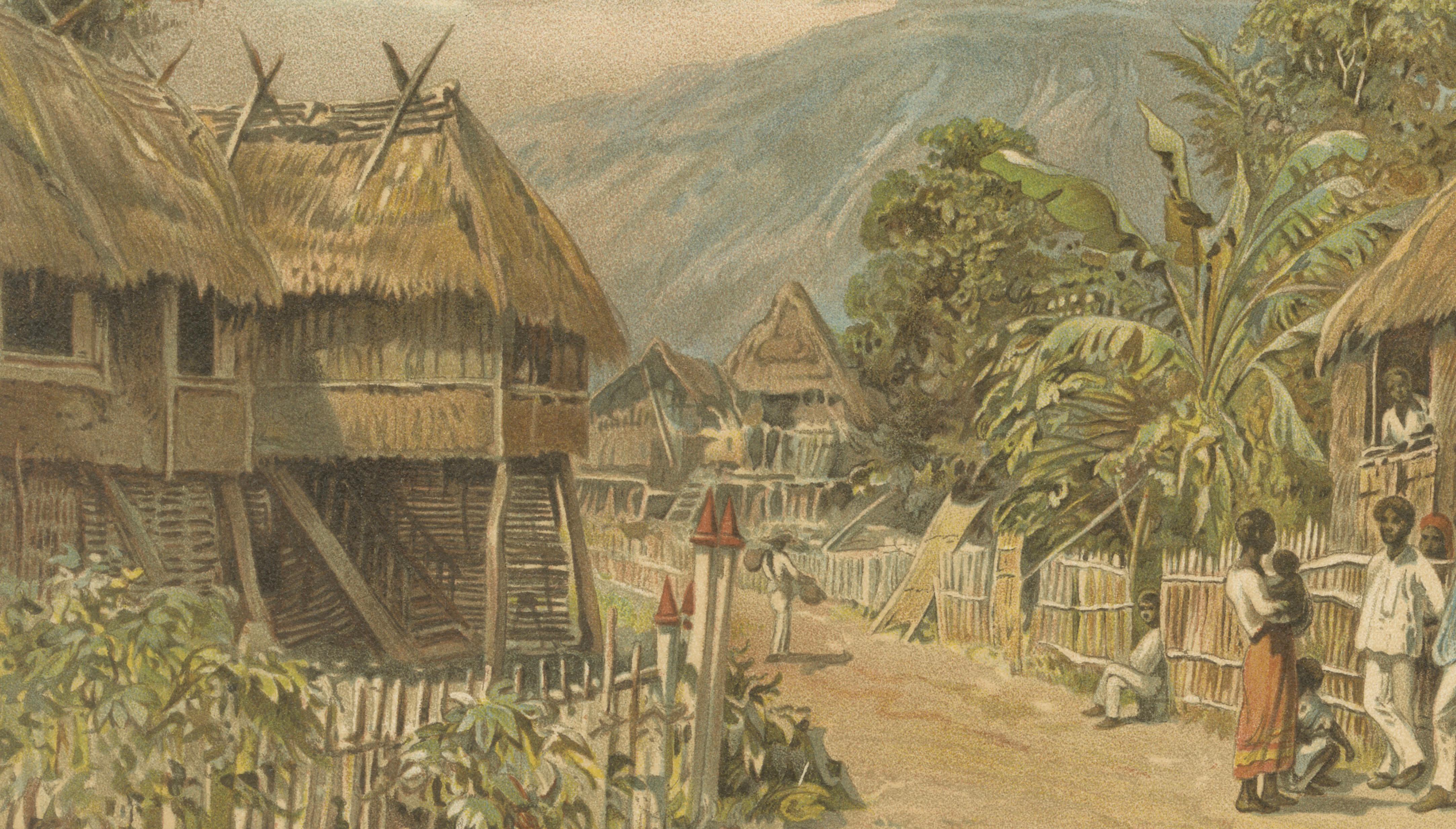 Tagalog Village on Luzon – Antique Philippine Colonial Landscape Print, c.1883