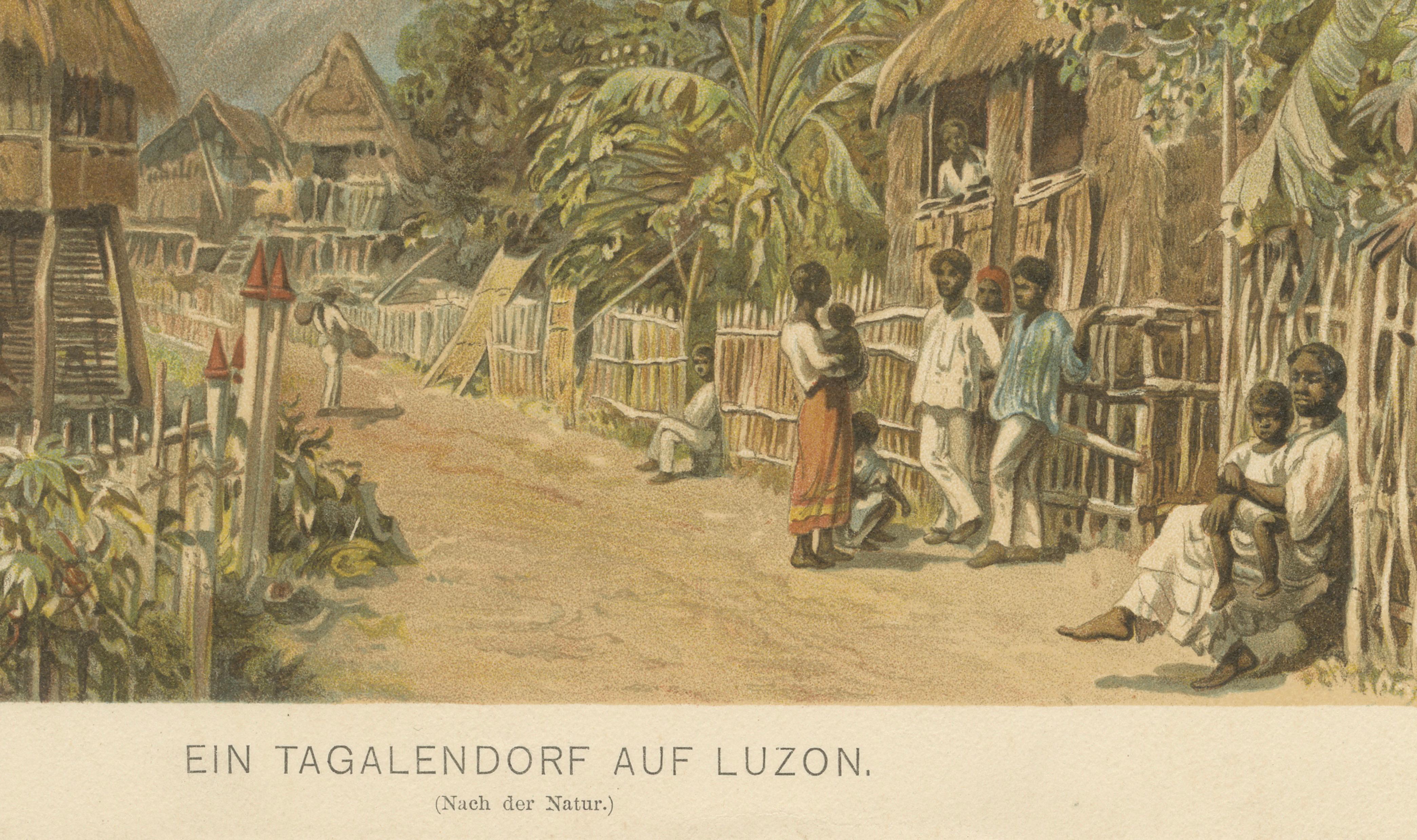 Tagalog Village on Luzon – Antique Philippine Colonial Landscape Print, c.1883