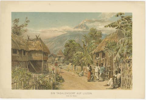 Tagalog Village on Luzon – Antique Philippine Colonial Landscape Print, c.1883