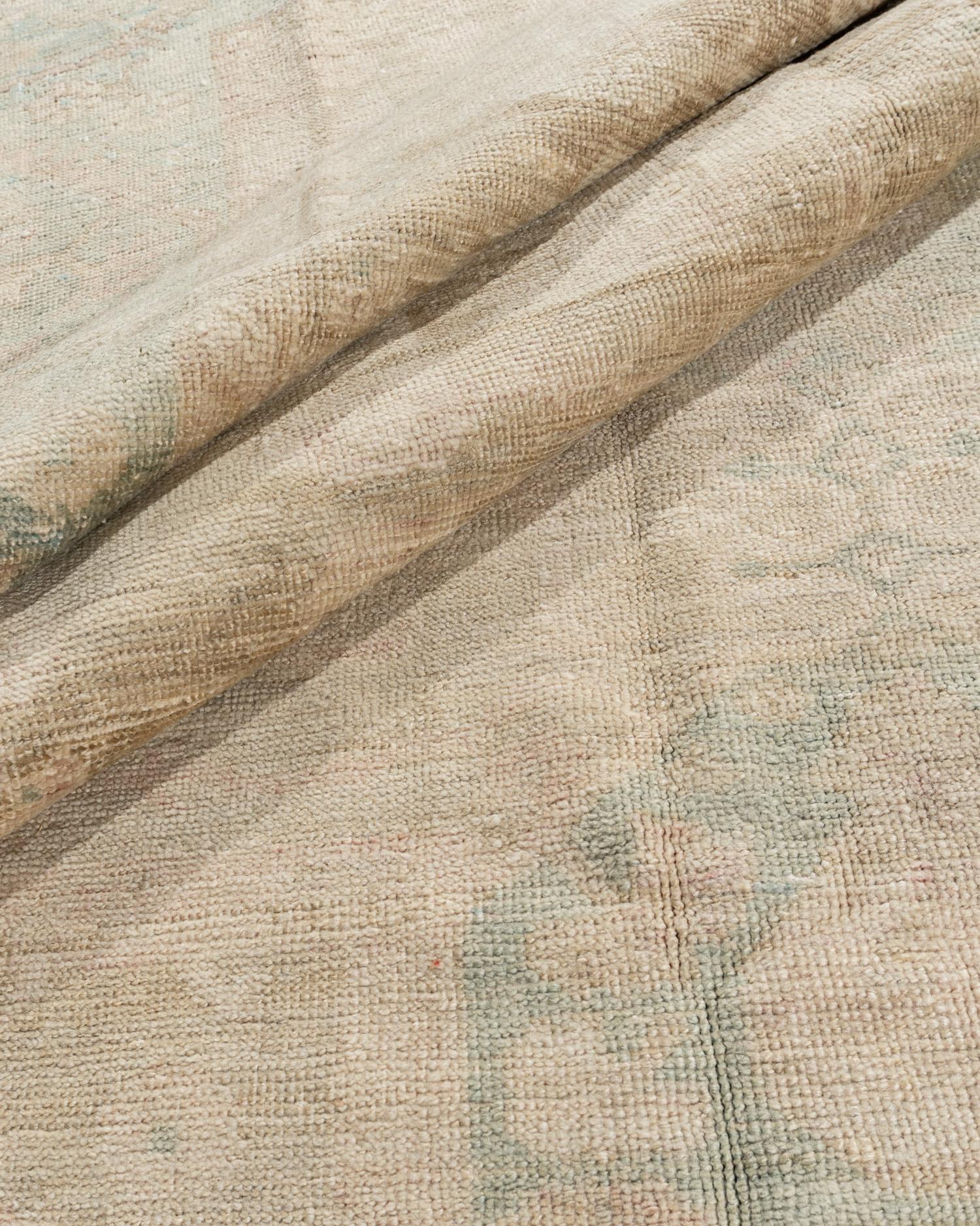Hand-Knotted tage Beige Turkish Kula Area Rug 5'8 X 9'9 For Sale