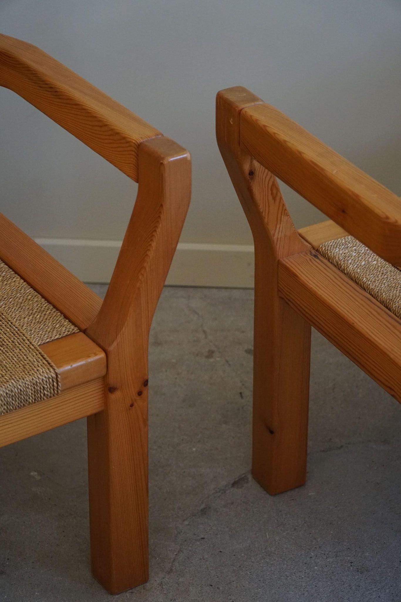 Tage Poulsen, A Pair of Brutalist Chairs in Pine & Cord, Danish Modern, 1970s For Sale 13