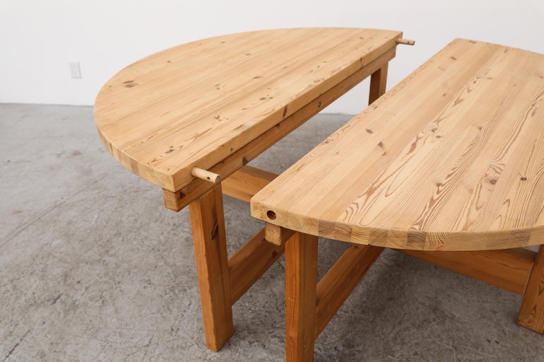 Tage Poulsen for GM Möbler Round Pine Dining Table with Extension For Sale 5