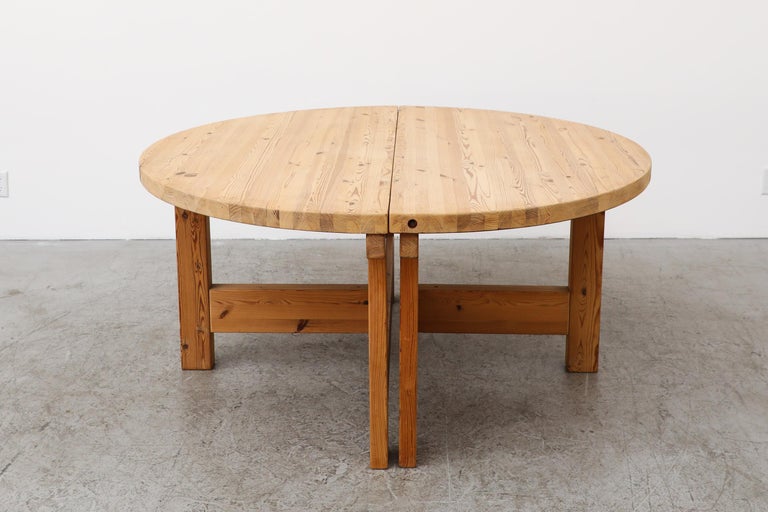 Mid-Century Modern Tage Poulsen for GM Möbler Round Pine Dining Table with Extension For Sale